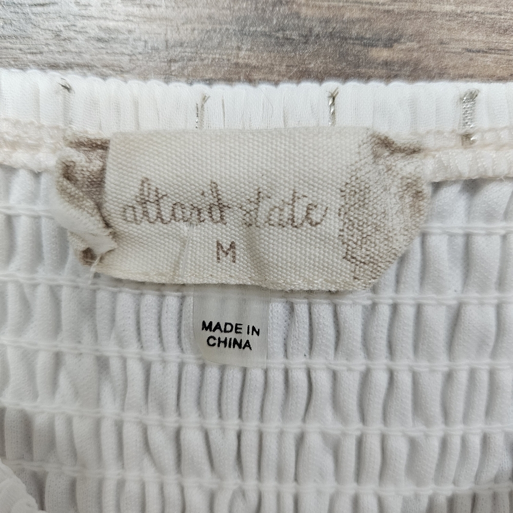 Altar’d State White Smocked Dress Gold Dot Tiered Size M Cottage Fairy Boho - Picture 10 of 14